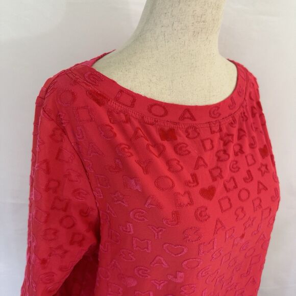 Marc by Marc Jacobs Swimwear Coverup Red Velour Textured Monogram Dress M - Picture 3 of 7